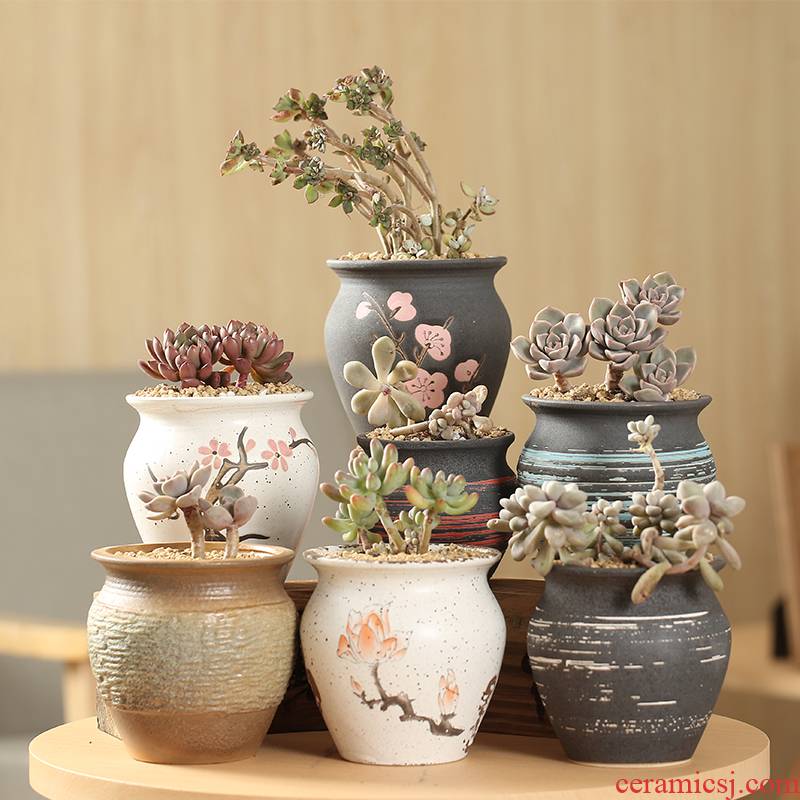 Zhuang zi end coarse pottery, fleshy flowerpot breathable special offer a clearance indoor small fleshy Zhuang zi flowerpot pack mail of large diameter