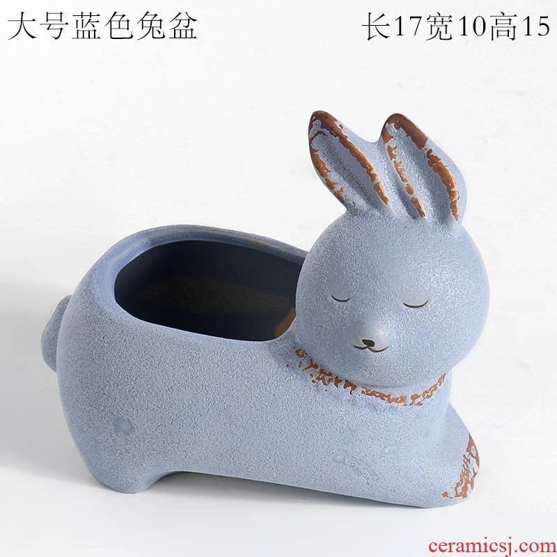 Through my pockets ceramic blue meaty plant pot ware ceramic creative move northern wind elephant rabbit fox furnishing articles