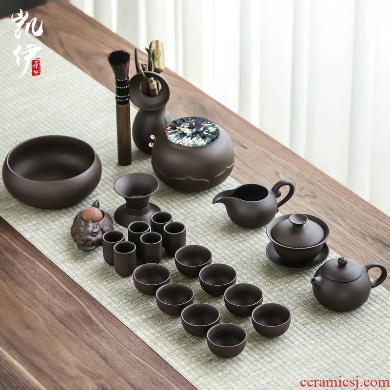 Undressed ore violet arenaceous kung fu tea set xi shi teapot 6 gentleman teapot tea caddy fixings tea suit household washing