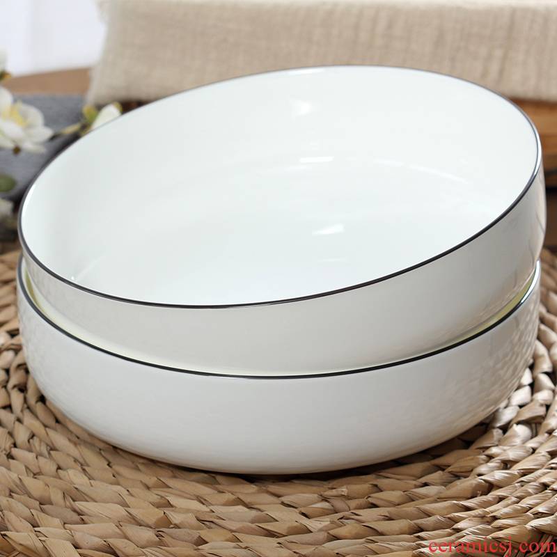 Deep plate household dish plate ipads porcelain salad plate microwave ceramics with cover new soup steamed egg bowl dish of capacity