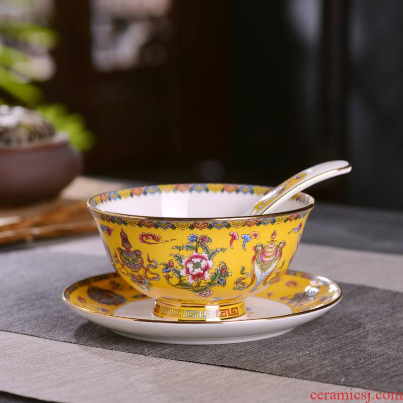 Chinese style household ipads porcelain of jingdezhen ceramics rice bowls set spoon plate small combination suit archaize sweet dishes
