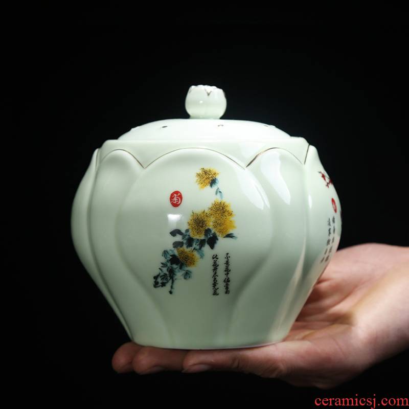 Celadon hand - made paint caddy fixings large black tea, green tea tea tea tea urn box ceramic pot
