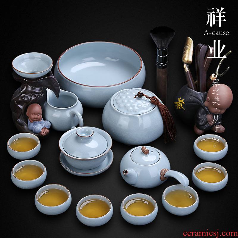 Auspicious industry restoring ancient ways your up kung fu tea set home to open the slice your up of a complete set of ceramic tea cup office receives a visitor