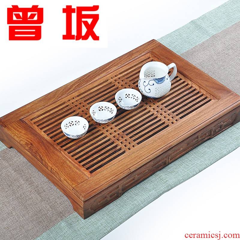 Once sitting by the pear wood tea tray was large, the draw - out type tea table sea kung fu tea tea saucer dish ebony drainage