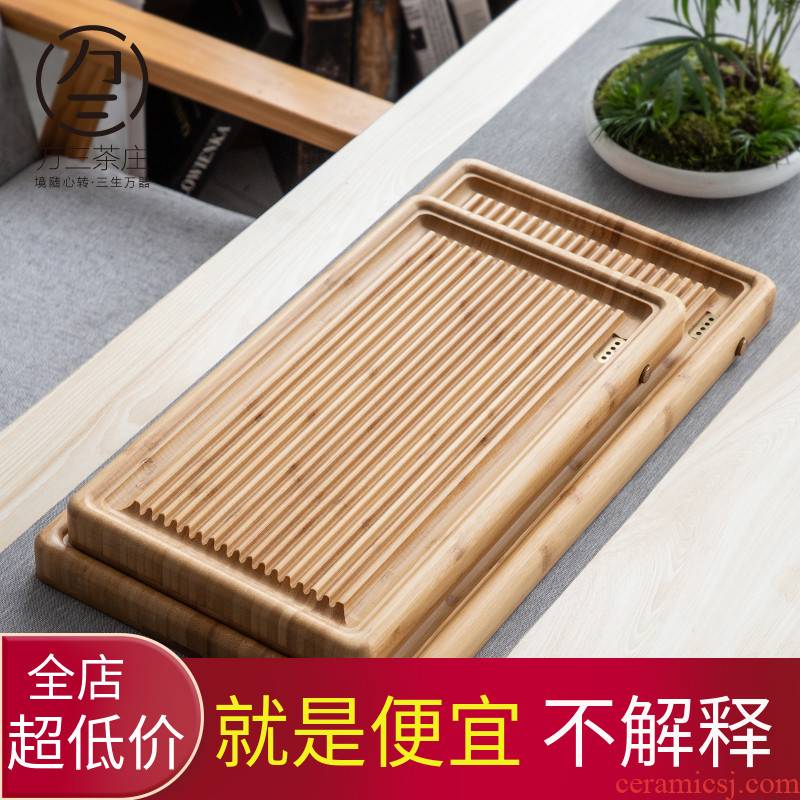 Three thousand household contracted bamboo tea tray rectangle tea tea village Japanese drainage kung fu tea set a complete set of bamboo pallets