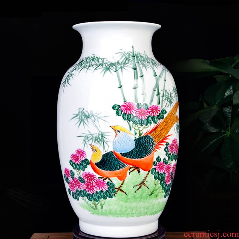 Jingdezhen ceramics hand - made enamel vase household living room TV ark, porch decoration craft flower arranging furnishing articles