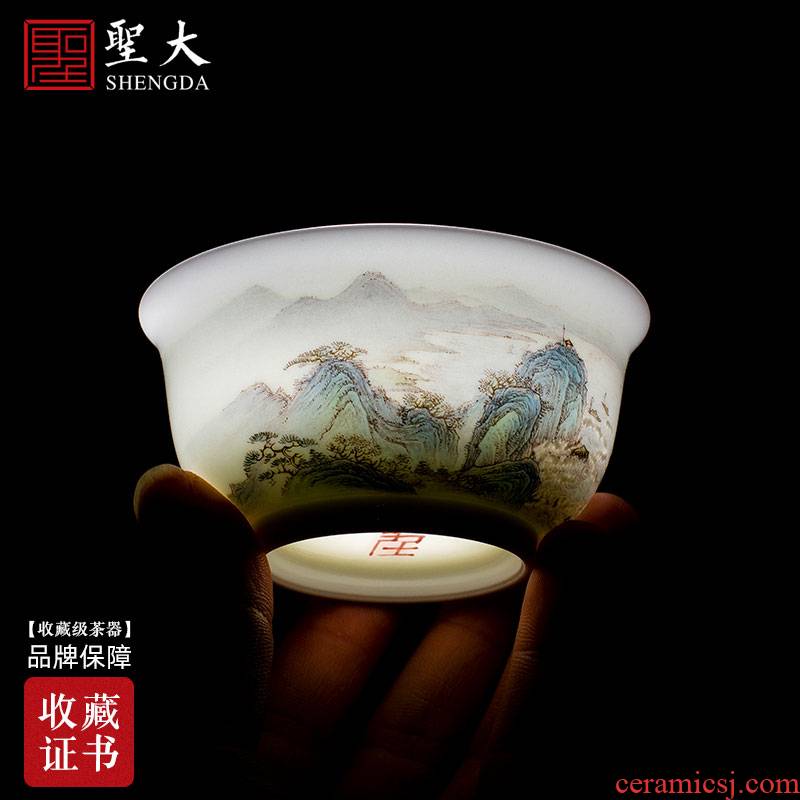 Santa teacups hand - made ceramic kungfu pastel all rivers run into sea light sample tea cup pure manual of jingdezhen tea service master
