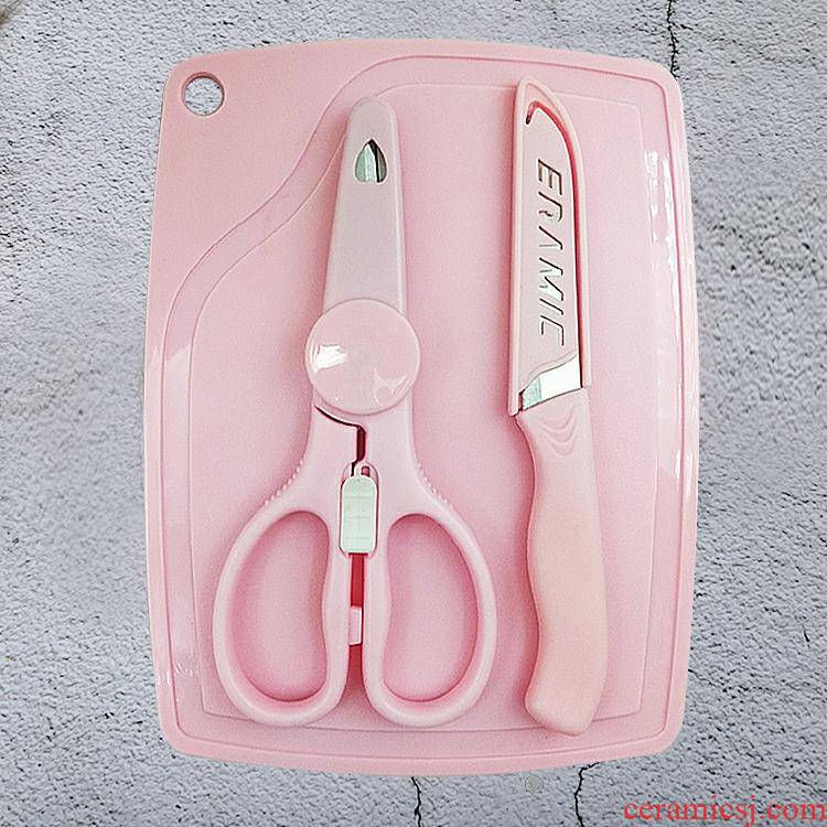 Baby see the cut stainless steel food scissors, scissors, a portable Baby ceramic tool consisting of noodles food to go