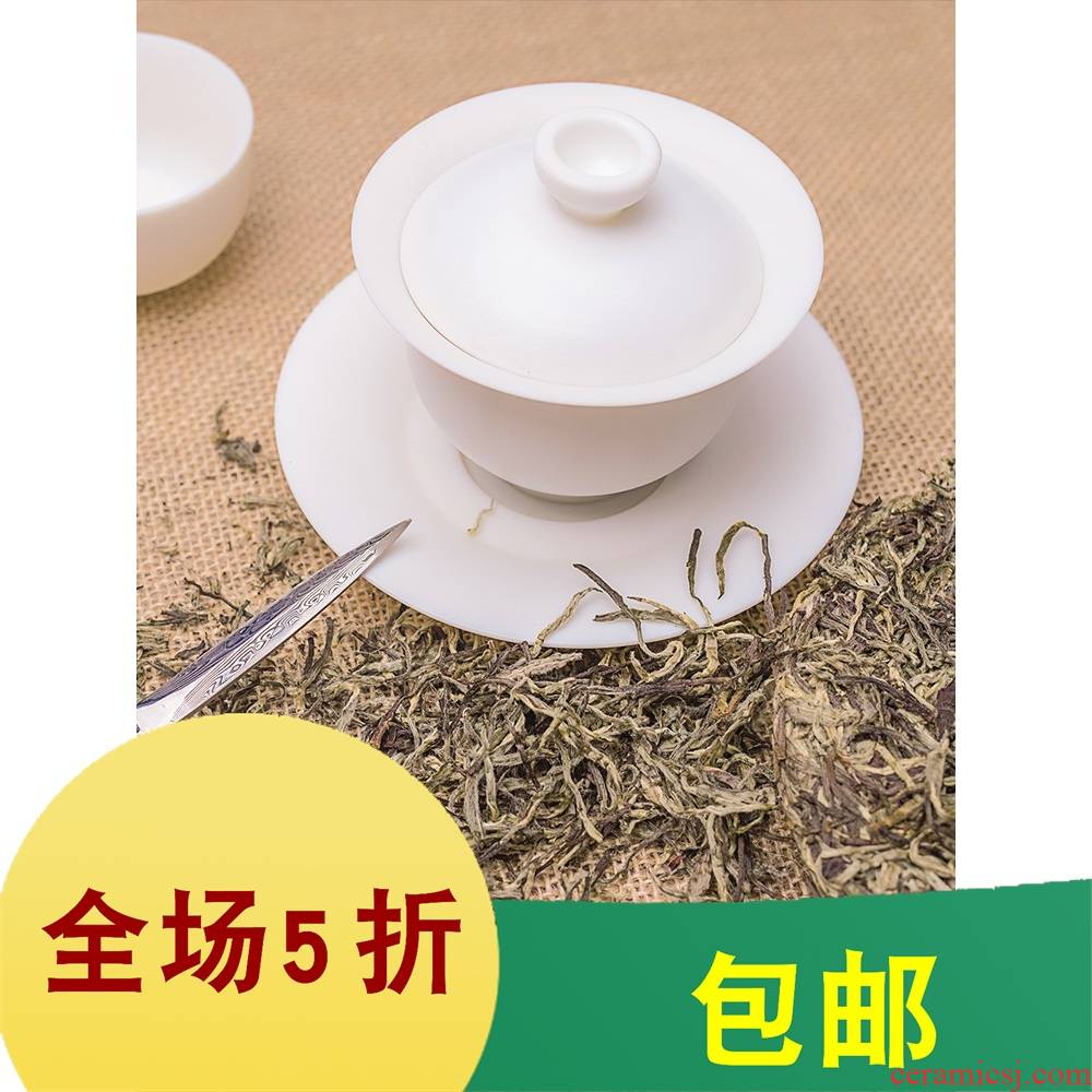 Garden of 2019 dehua white porcelain of the next large tureen hand embryo ceramic cups three bowl of kung fu tea biscuit firing Chinese style