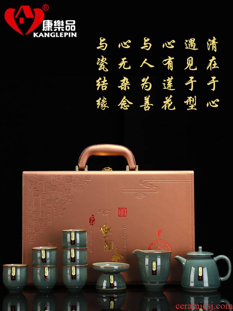 Recreational product clear see kung fu tea tea set household ceramics up crack of a complete set of porcelain tea tureen tea cup
