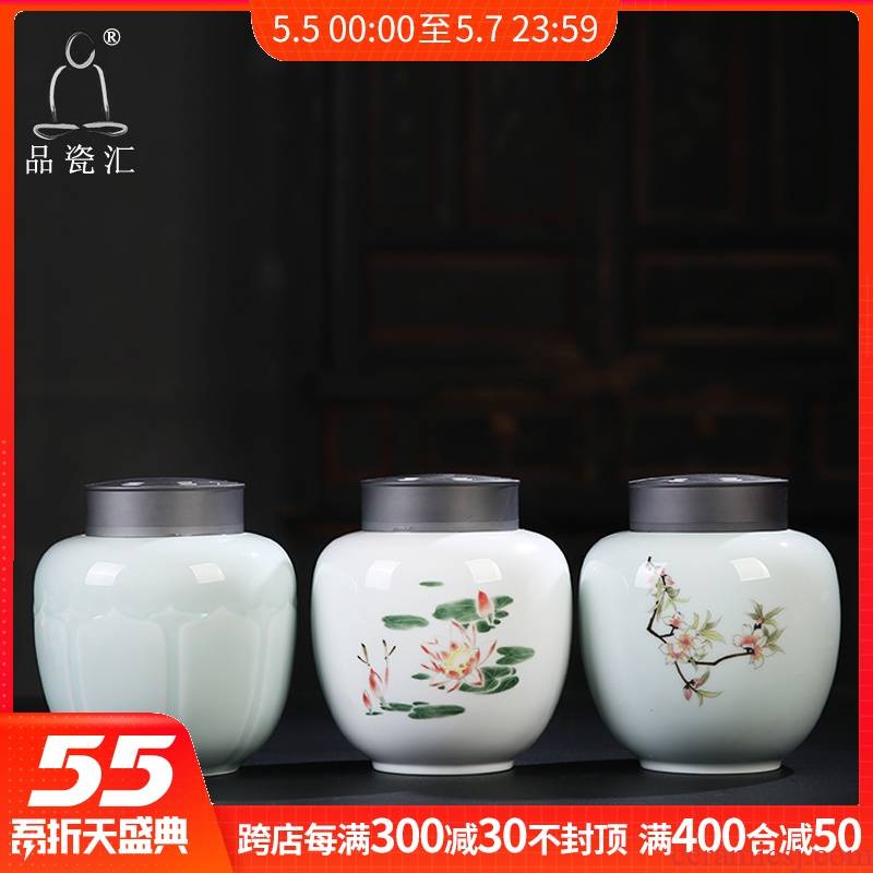 Porcelain sink the double cover sealing cover tea POTS tin as cans sealed as cans of tea packaging storage POTS rotating tin tea boxes