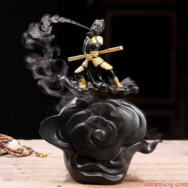 Porcelain heng tong household act the role ofing is tasted furnishing articles individuality creative sun wukong was humidifier indoor home office desktop decoration