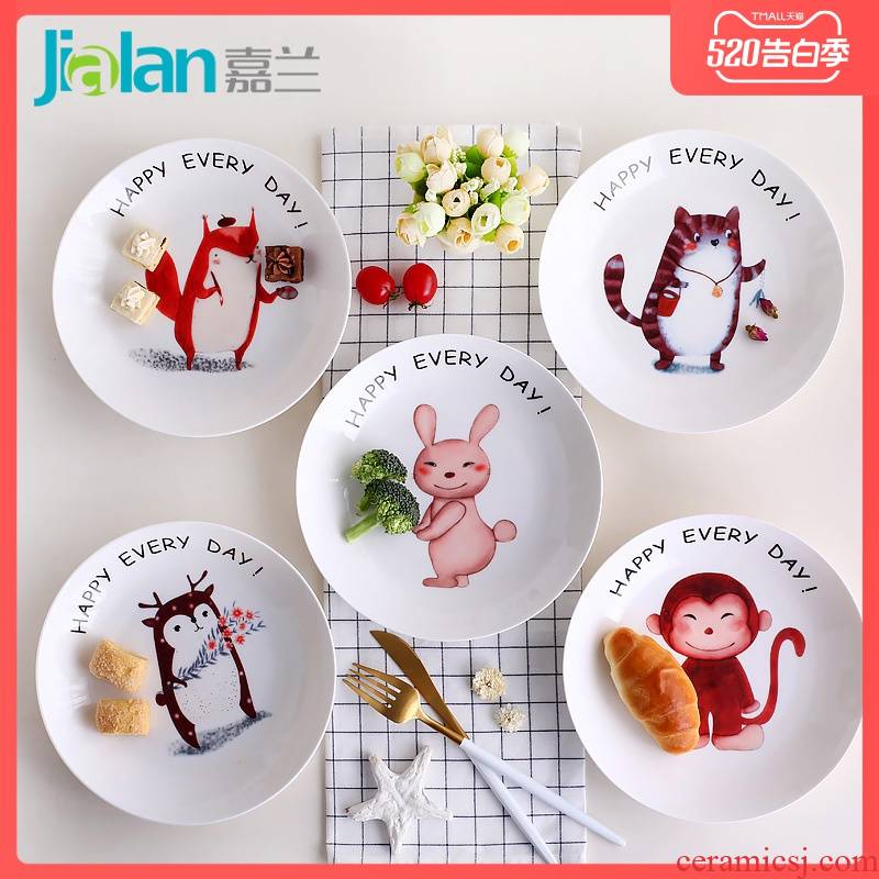 Garland ipads China creative cartoon 0, 7 inch small household deep dish the tableware ceramics soup plate round western dishes