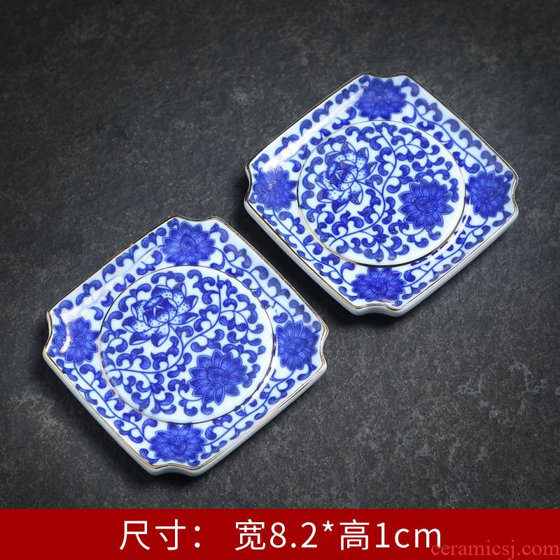 Blue and white cup holder, ceramic cups and saucers household jingdezhen porcelain kung fu cyan antique tea porcelain cup mat day