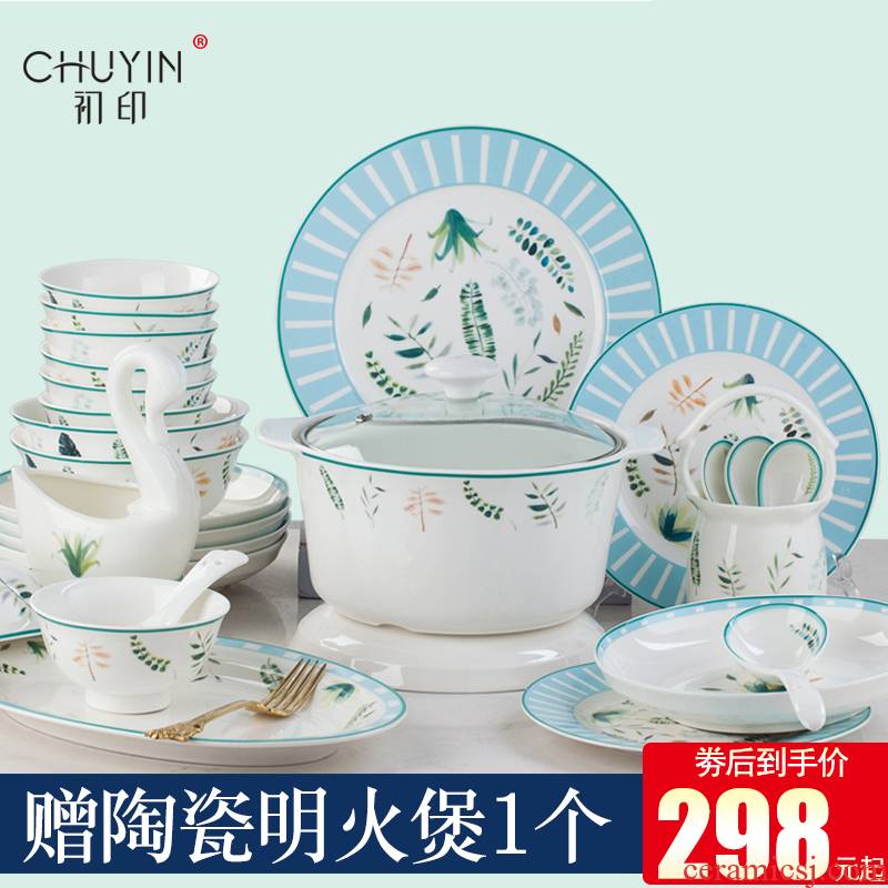 Ipads China tableware dishes suit dishes household contracted combination of jingdezhen ceramic Korean new creative small and pure and fresh