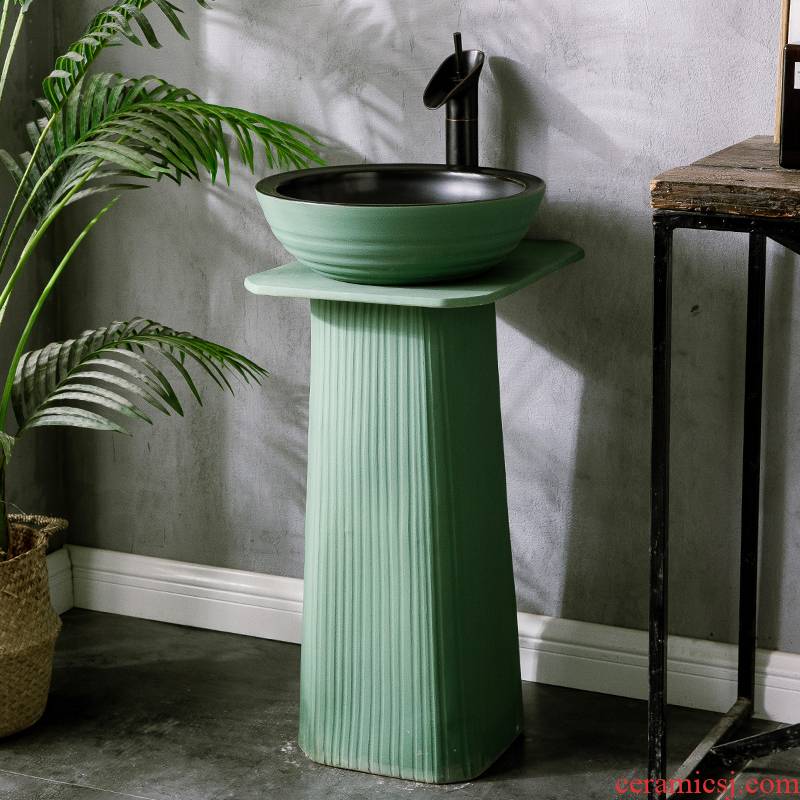 Ceramic column basin courtyard square sink basin one balcony creative pillar type is suing the lavatory household