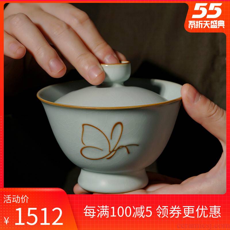 Manual tureen single jingdezhen only three ceramic cups imitation song dynasty style typeface restoring ancient ways your up tea bowl of ice to crack large celadon