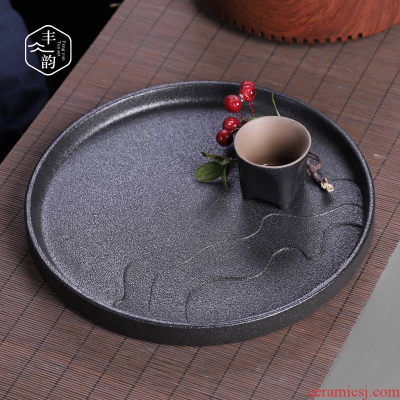 Japanese water dry tea plate contracted circular thick ceramic tray bearing small tea table compote kung fu tea tea pot