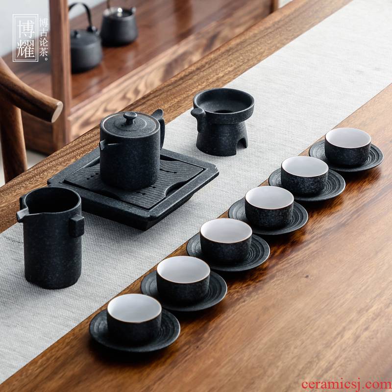 Bo yiu-chee Japanese tea sets kung fu tea set coarse pottery Chinese tea art household whole teapot teacup tea to wash