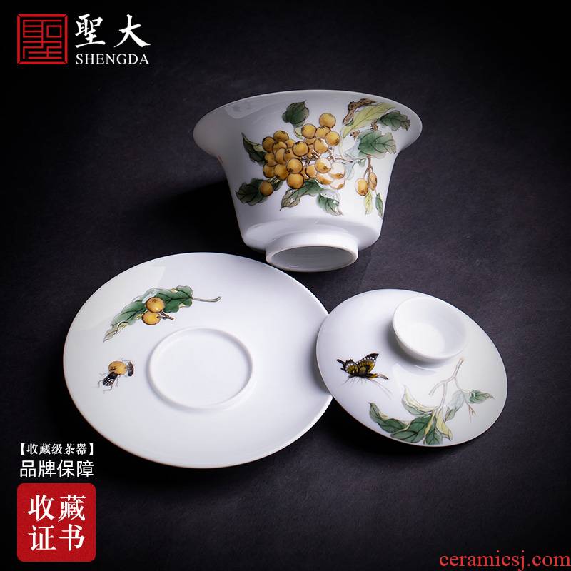 Holy big three to tureen teacups hand - made ceramic colored enamel summer insect rhyme tea bowl full manual of jingdezhen tea service