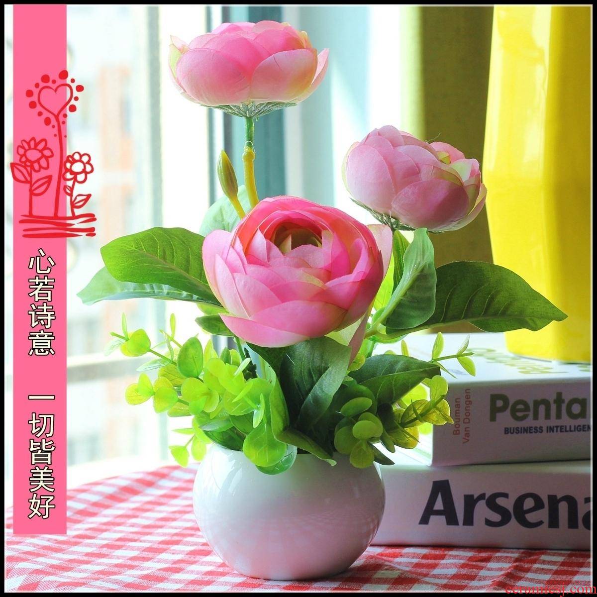 Fake flower pot sitting room tea table decoration table of furnishing articles on the refrigerator plastic plastic flower bouquets of interior decoration
