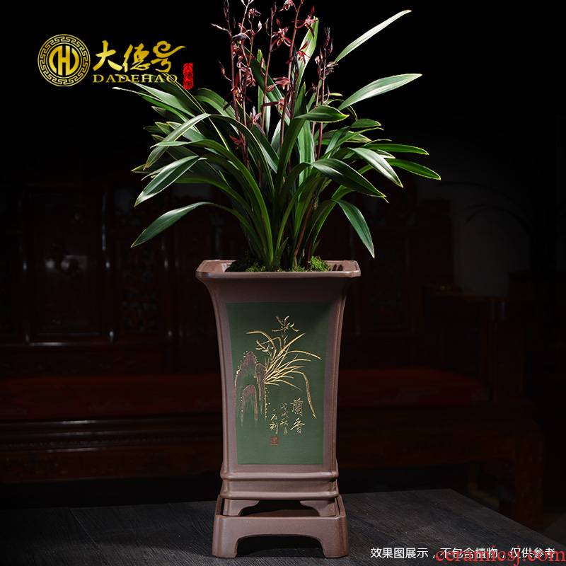 Orchid basin purple sand flowerpot ceramic pot facilities. We Orchid dedicated square with bonsai pot tray base