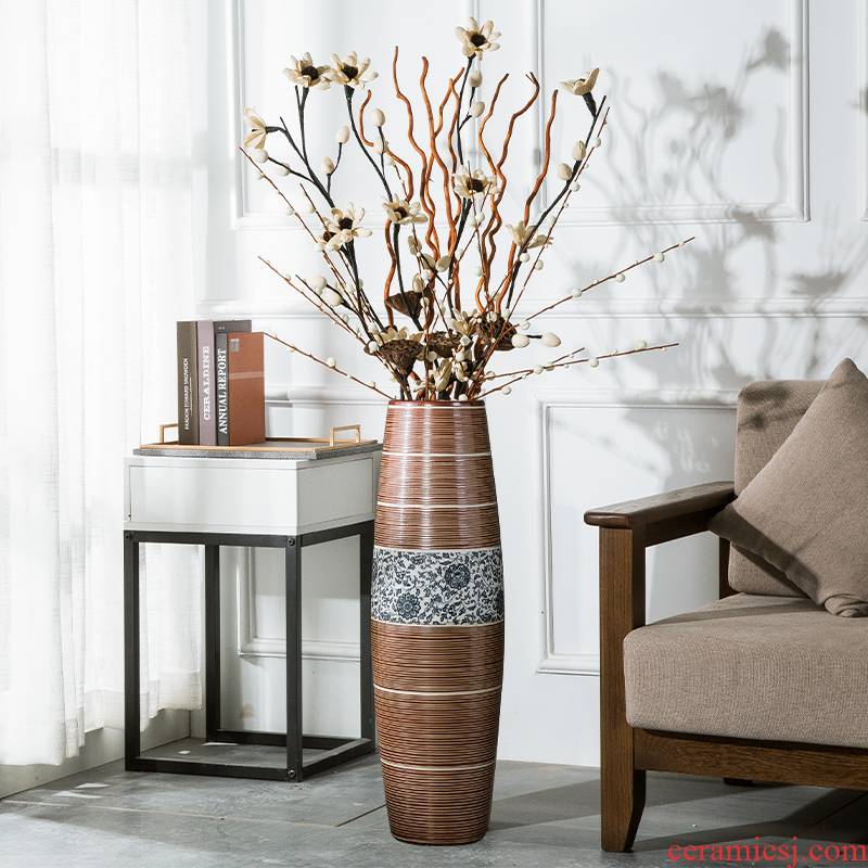 Jingdezhen high dry flower vase landing large ceramic furnishing articles I and contracted decorate suit sitting room European - style flower arrangement