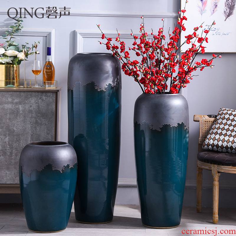 Ceramic vase of large modern European household dried flower arranging flowers sitting room adornment is placed hotel villa decoration