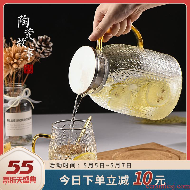 Ceramic story cold bottle glass high - temperature household kettle Nordic cool creative large - capacity glass kettle suits for