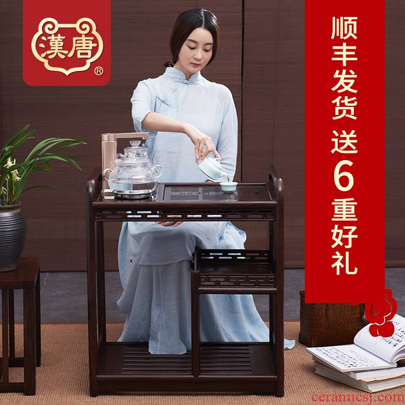 Han and tang dynasties, solid wood mobile tea sets tea tea tray pulley household kung fu tea set suit small contracted and I tea table