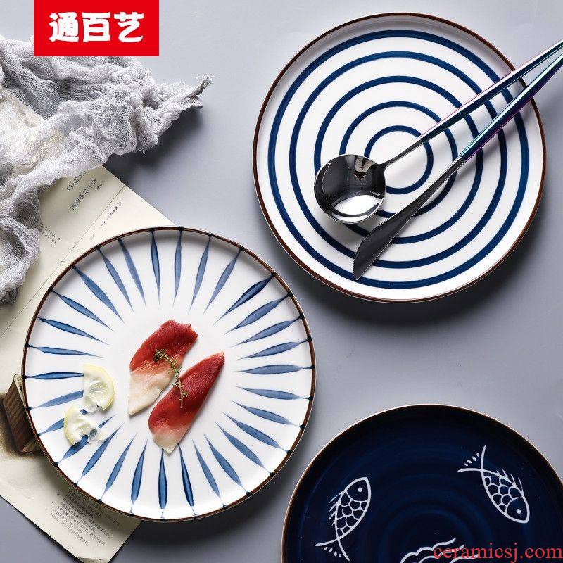 Tong baiyi hand - made ceramics steak dinner plate 0 round flat home art restoring ancient ways the dessert plate tableware