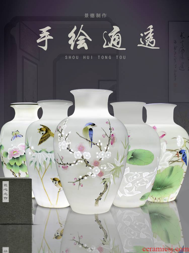 Jingdezhen ceramics new Chinese hand - made dried flower vases, flower arrangement bedroom household furnishing articles, the sitting room porch decoration