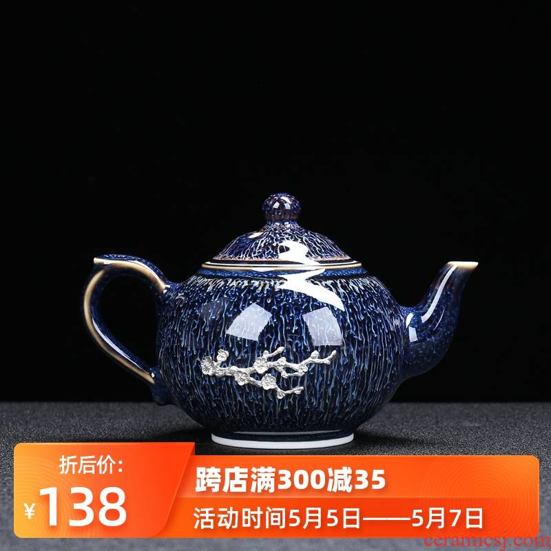 Jingdezhen up red glaze, the teapot obsidian change wire drawing the teapot kung fu star glaze tea set large tea kettle