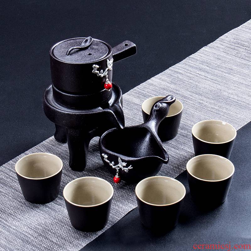 Household contracted automatic ceramic tea set lazy people make tea machine fit black pottery pot office kung fu tea set