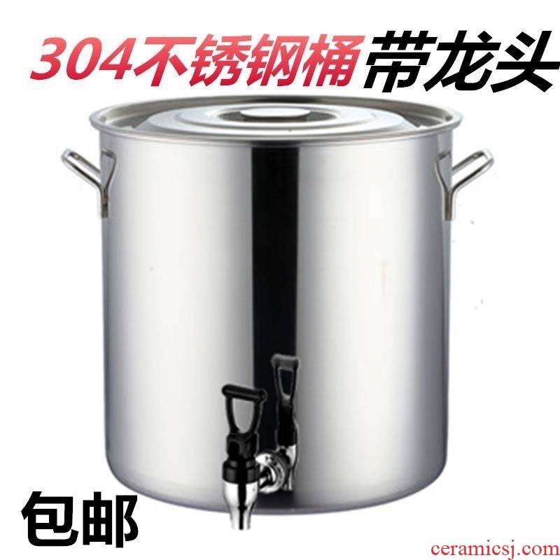 The Food grade stainless steel barrel with cover water barrel oil drum ricer box soup barrels of high capacity thickening drum detong induction cooker