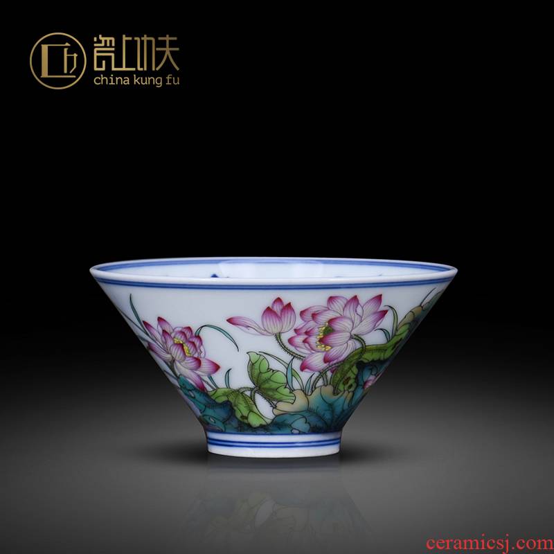 Jingdezhen ceramic perfectly playable cup hand - made of blue and white porcelain enamel see colour master kung fu tea cups of single cup sample tea cup by hand