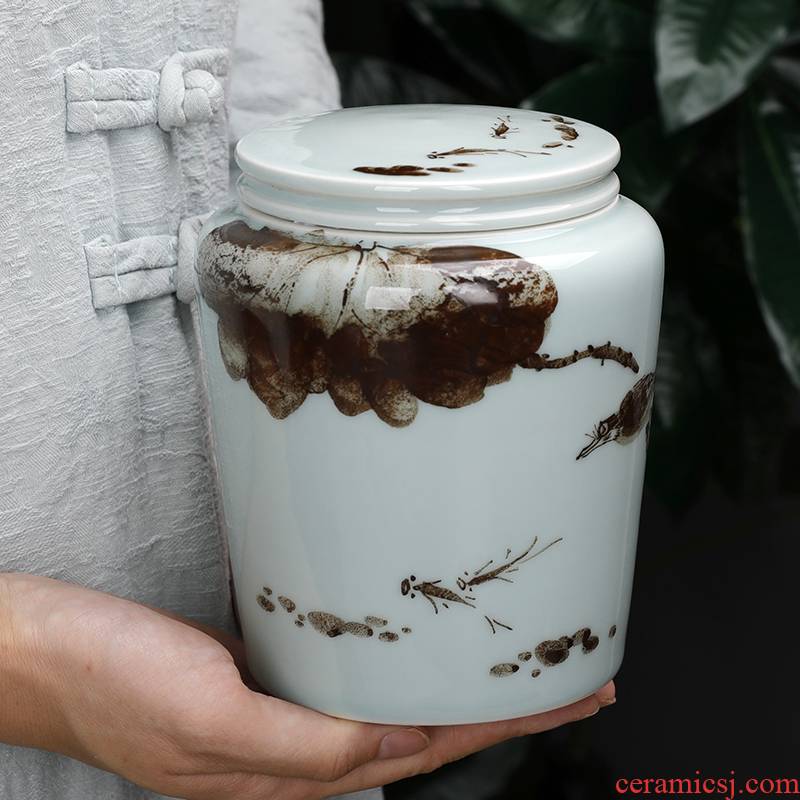 Hand - made shadow blue glaze sealing tank manual creative move fashion half jins of ceramic tea pot household utensils with parts