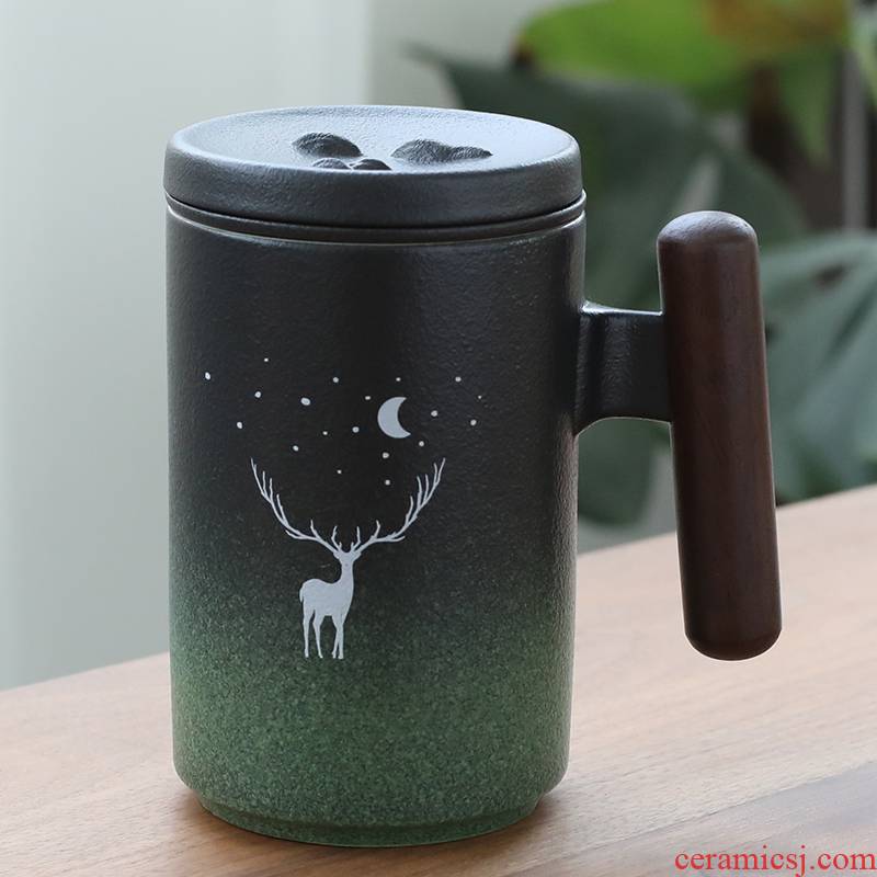 Ya xin with cover filter tea cup office tea keller custom household glass ceramic tea cup