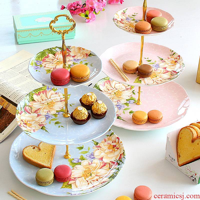 European snack plate of three the layers of fruit bowl ipads porcelain dim sum afternoon tea dried fruit dish ceramic cake
