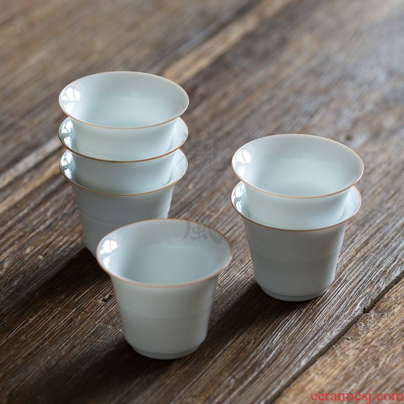 Sweet white bamboo kung fu tea cups jingdezhen tea BeiYing green ceramic sample tea cup tea masters cup fullness