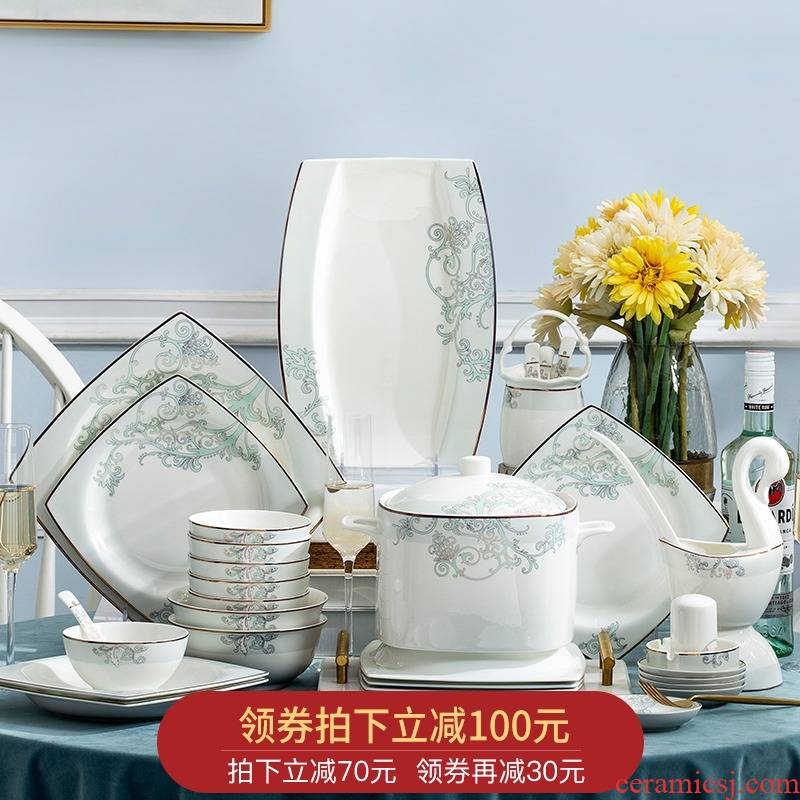 Orange leaf jingdezhen ceramic tableware suit European dishes suit household bowls of ipads plate of western - style Vivian