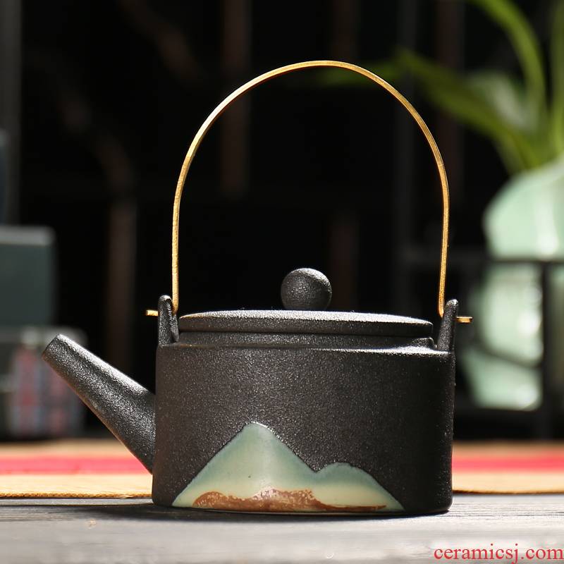 Japanese tea prevent iron girder POTS, hand the bill of lading household ceramic POTS trumpet boiled tea, coarse pottery kung fu tea set to restore ancient ways