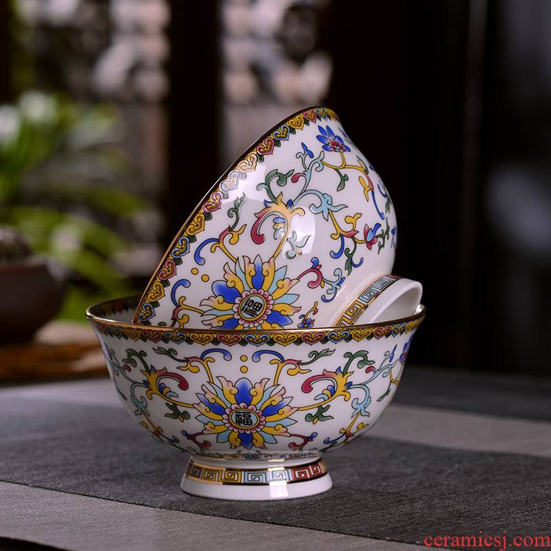 Jingdezhen ceramic famille rose around up phnom penh branch ceramic rice bowl rainbow such as bowl bowl of Chinese style household archaize tall bowl of tableware