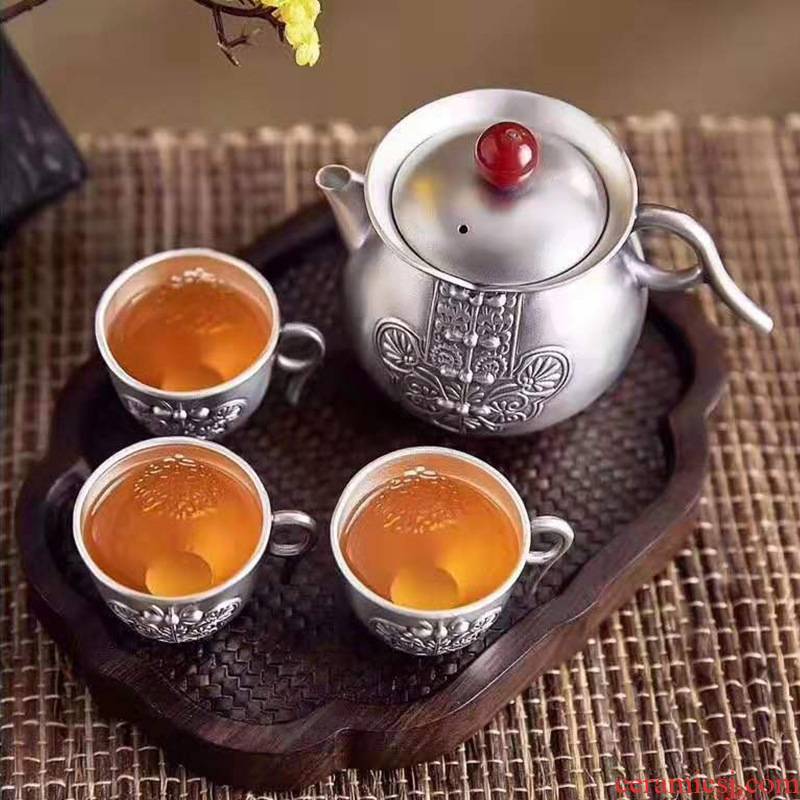 Xu S999 silver ink silver cup tea sets of household masters cup kung fu tea set insulation silver cups gifts