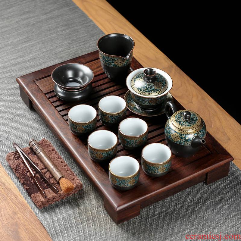 Poly real (sheng ebony wood tea tray was home brother your up up of a complete set of kung fu tea sets contracted Europe type small tea table