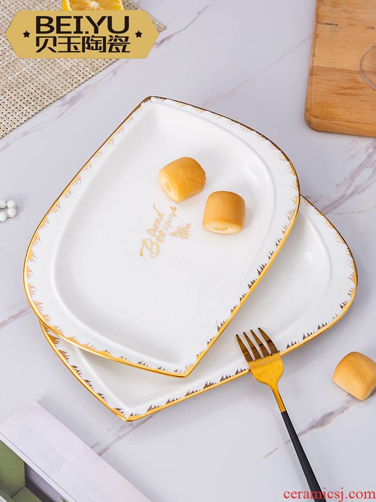 BeiYu bee ou son ipads porcelain dish plate household ceramics steak plate creative breakfast tray hotel tableware
