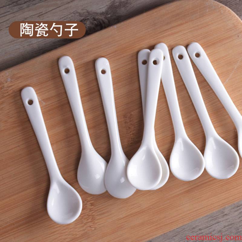 Percussive drill ceramic white baby with a spoon of pure pepper sauce spoon, coffee spoon, spoon stir yogurt spoon tableware