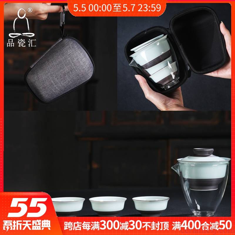 The Product is porcelain hui xuan wen zen tea set a tureen travel four cups of tea sets tureen crack cup enterprise customization