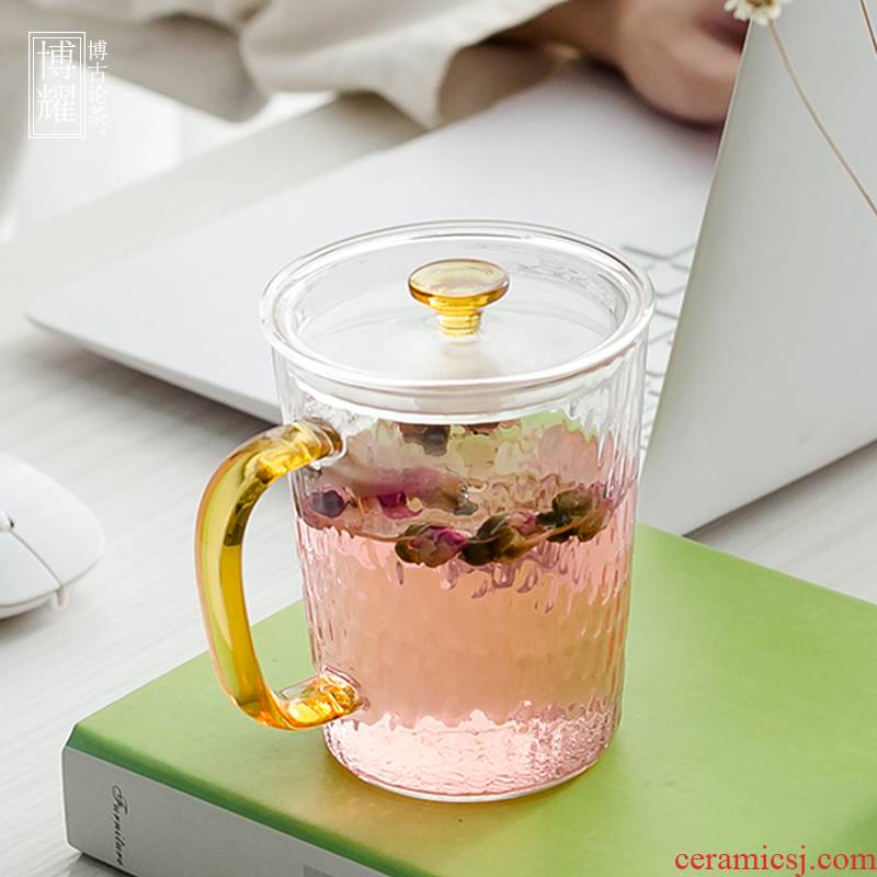 Bo yiu-chee heat - resistant hammer glass mugs flower tea cup home office with filtering cup coffee cup milk cup