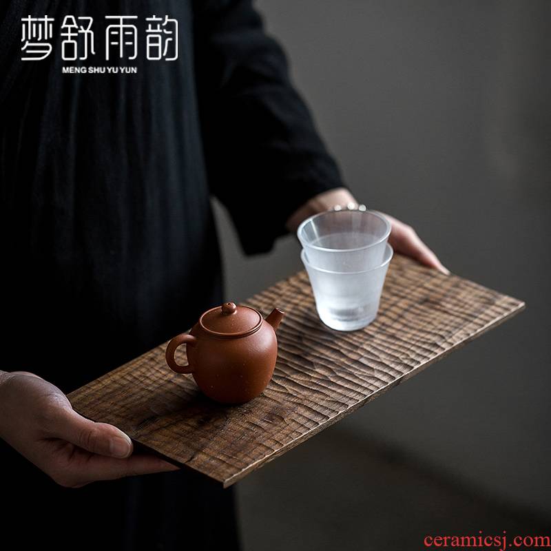 Dream ShuYu rhyme walnut tea tray was solid wooden pallet put tea tea cup home sitting room Japanese rectangle
